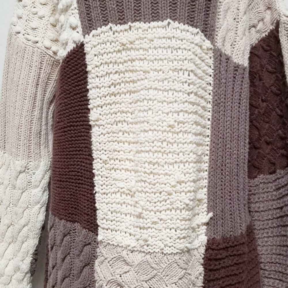 Vintage 1980s Casual Elements Patchwork Chunky Kn… - image 5